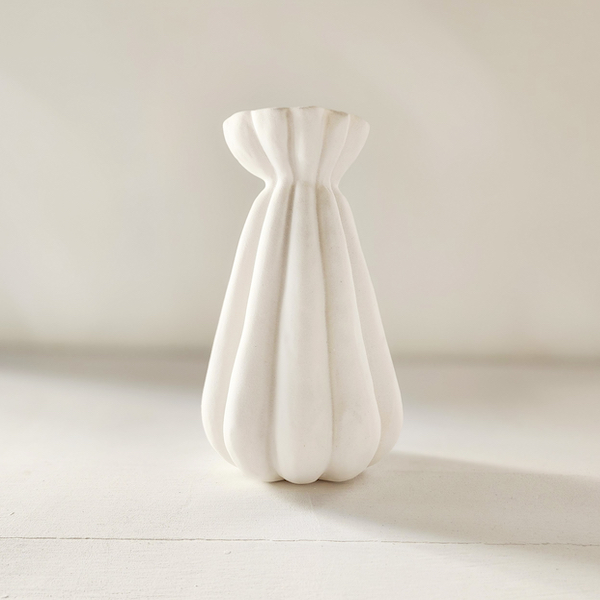 Ceramic Dumpling Pot Budvase - Medium - Matte White 